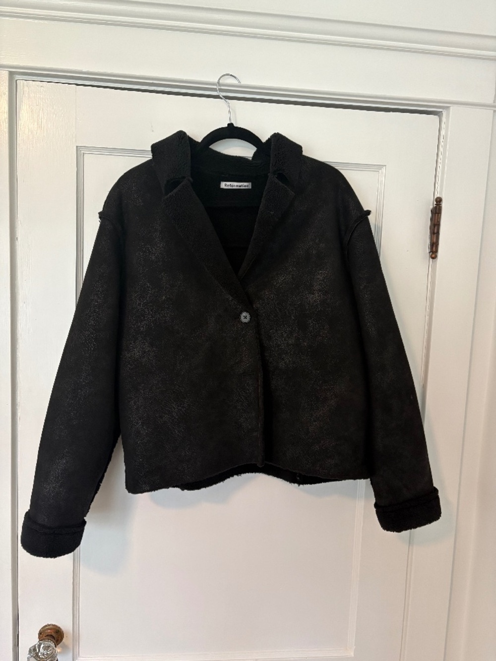Black Shearling Reformation Coat